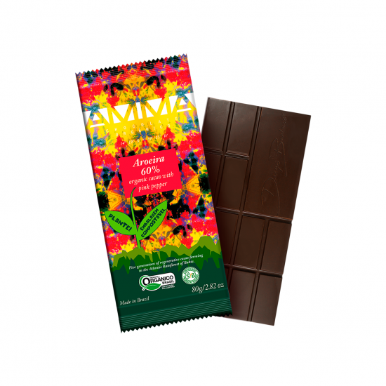 Chocolate Aroeira 60% Cacau Orgânico 80g - AMMA Chocolate