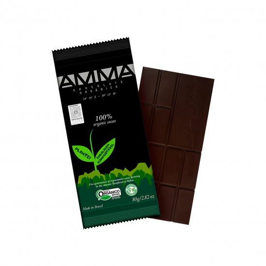 Chocolate Orgânico 100% Cacau 80g - AMMA Chocolate