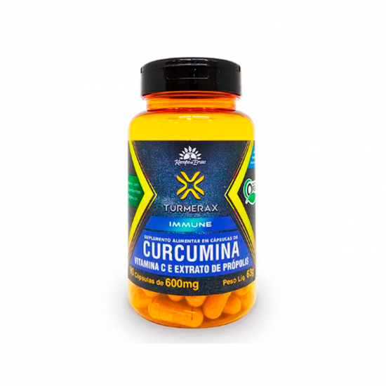Cápsulas Imune de Curcumina com Vitamina C e Extrato de Própolis Orgânica 600mg (60un) - Kampo de Ervas