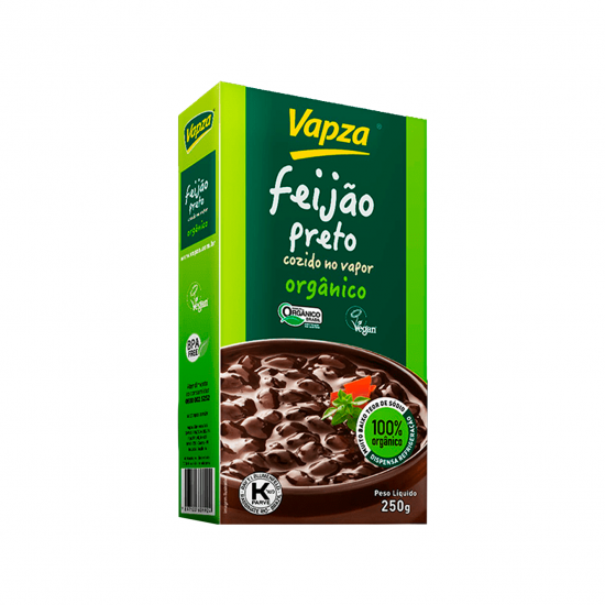 Feijão Preto Cozido Orgânico 250g - Vapza