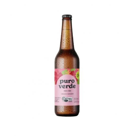 Chá Gaseificado Hibisco com Gengibre Orgânico 350ml - Puro Verde