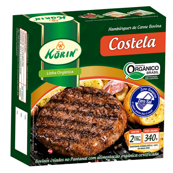 Hambúrguer Bovino Costela Orgânico Congelado 340g - Korin