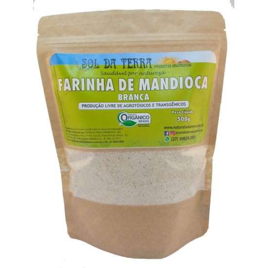Farinha de Mandioca Branca Orgânico 500g - Sol da Terra