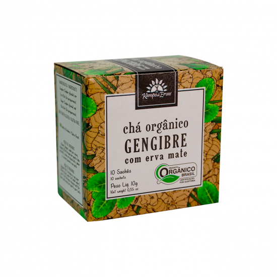 Chá de Sache Gengibre e Mate Orgânico 10 Saches - Kampo de Ervas